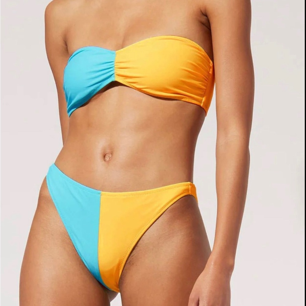 Solid and striped bikini XS top and bottom